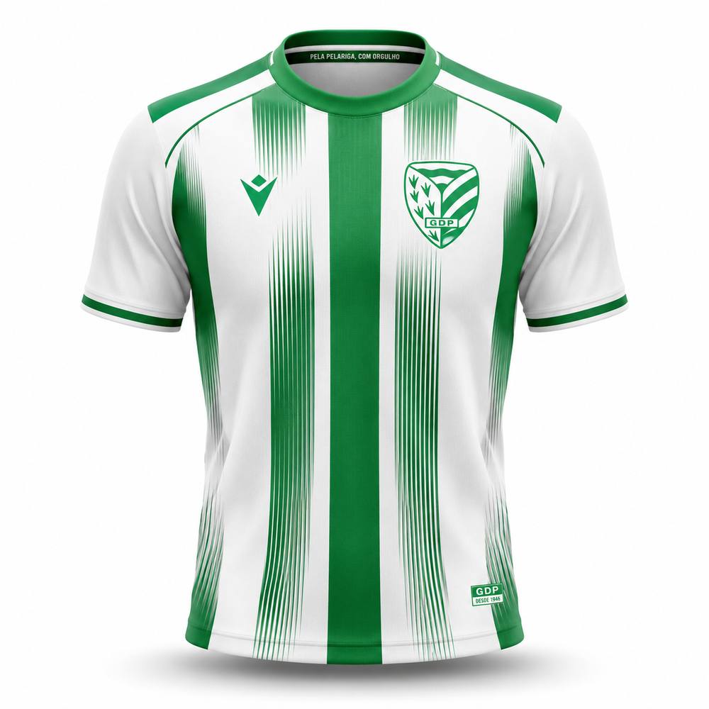 Camisola oficial verde e branca do Grupo Desportivo da Pelariga.